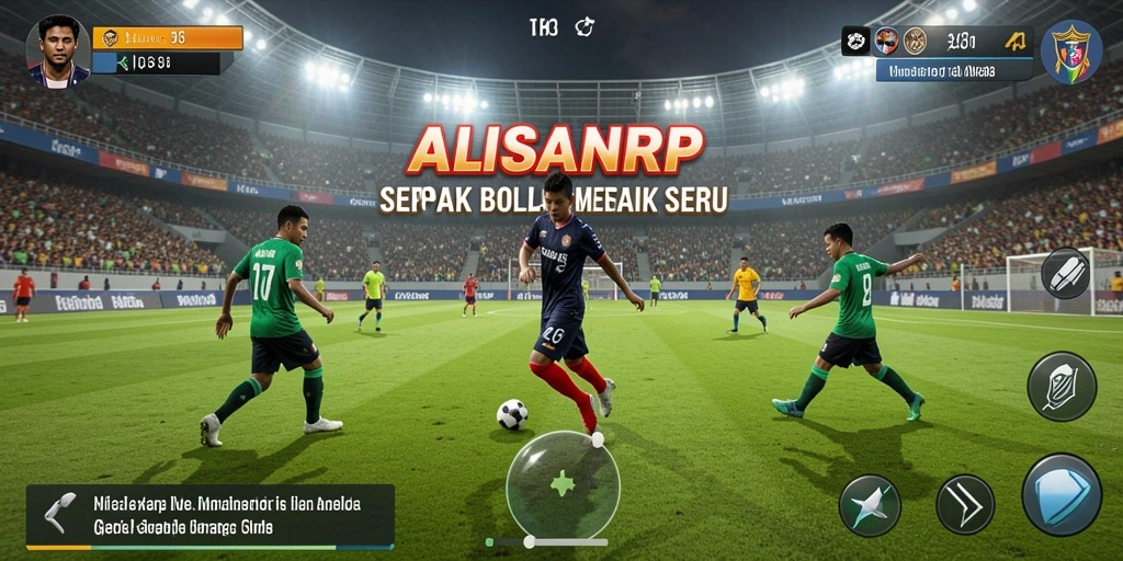 Tangkapan layar gameplay ALISANRP yang menunjukkan aksi sepak bola mendebarkan.