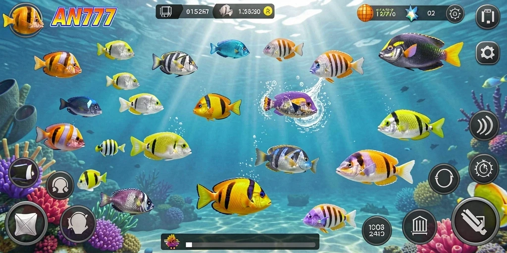 Tampilan gameplay AN777 yang menegangkan dalam perburuan ikan.