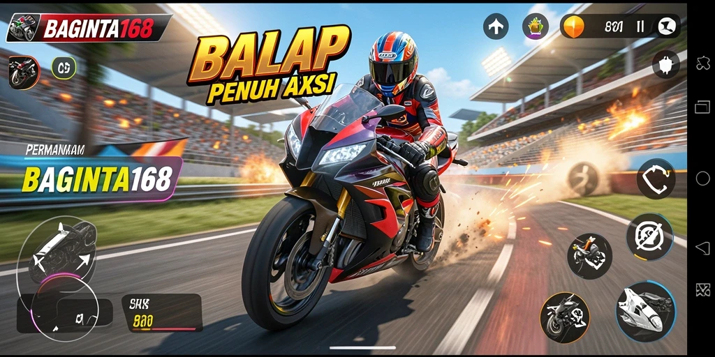 Tampilan seru gameplay balap motor di BAGINTA168.