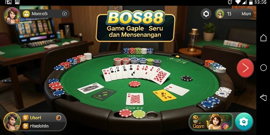 Screenshot utama gameplay BOS88 yang menampilkan keseruan Gaple.