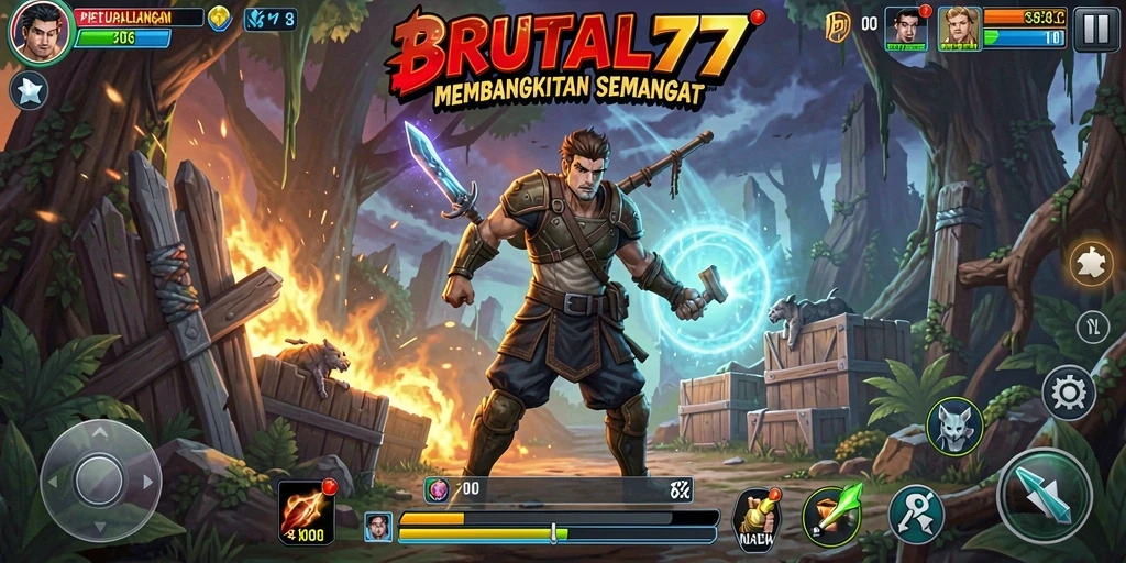 Gameplay seru dalam BRUTAL77 dengan tantangan yang mendebarkan.