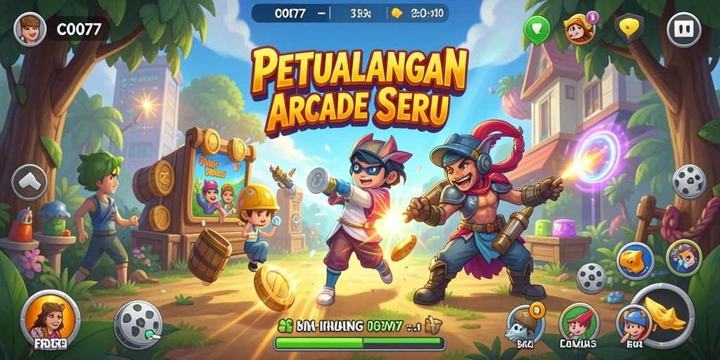 Screenshot dari C0077 menampilkan gameplay seru di level Arcade.