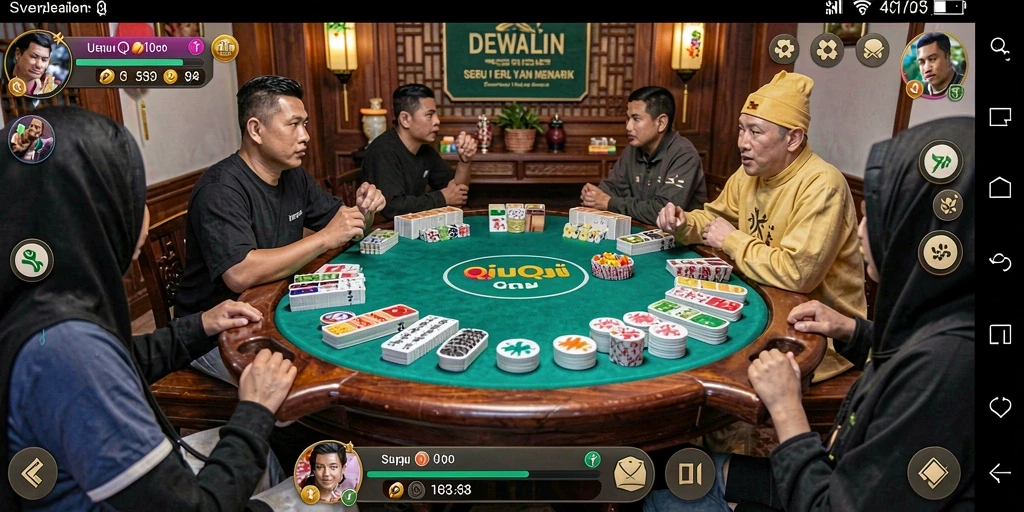 Tampilan menarik dari gameplay QiuQiu di DEWALIN.