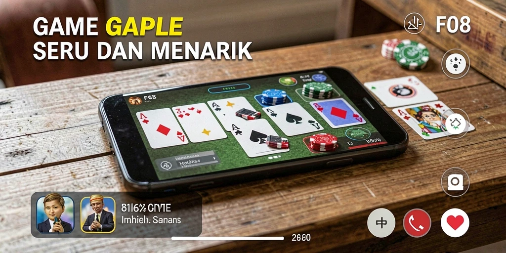 Screenshot gameplay yang menampilkan suasana permainan Gaple yang menyenangkan.