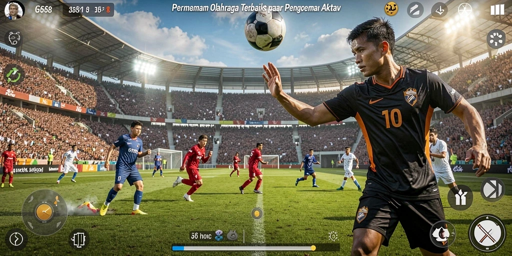 Tampilan gameplay mendebarkan dari G668 dengan aksi olahraga intens.