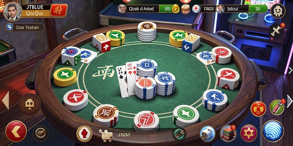 Tampilan menarik dari gameplay QiuQiu di JTBLUE.