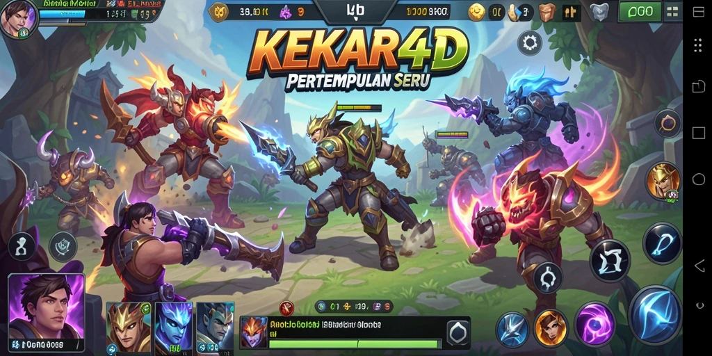 Screenshot gameplay KEKAR4D menampilkan aksi seru di arena MOBA.