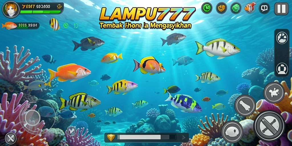 Screenshot gameplay Tembak Ikan LAMPU777 yang seru dan mendebarkan.