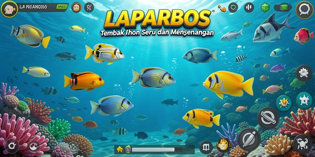 Tampilan gameplay LAPARBOS yang memukau dengan aksi tembak ikan.