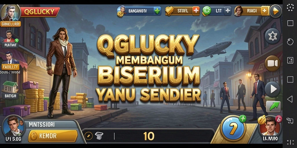 Tampilan gameplay QGLUCKY yang menampilkan pengelolaan bisnis yang mendebarkan.