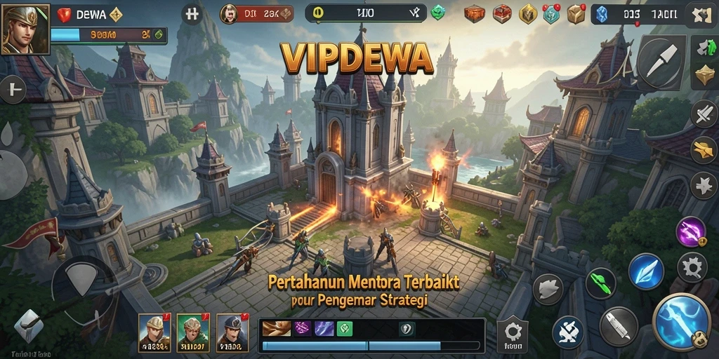 Screenshot permainan VIPDEWA menampilkan aksi pertahanan menara yang epik dan strategis.