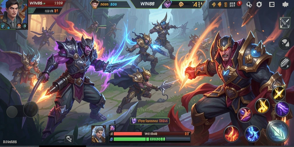 Tangkapan layar dari gameplay seru di WIN88 yang menunjukkan aksi MOBA.