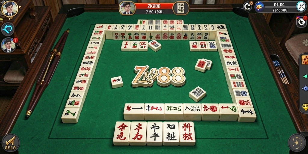 Tampilan gameplay ZK988 yang menarik dengan desain ubin Mahjong.
